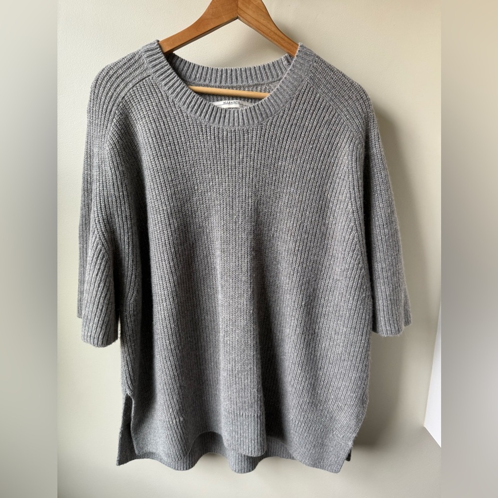 ALL SAINTS Walkon Tee Sweater Oversized Baggy Glimmer Metallic Wool Alpaca L